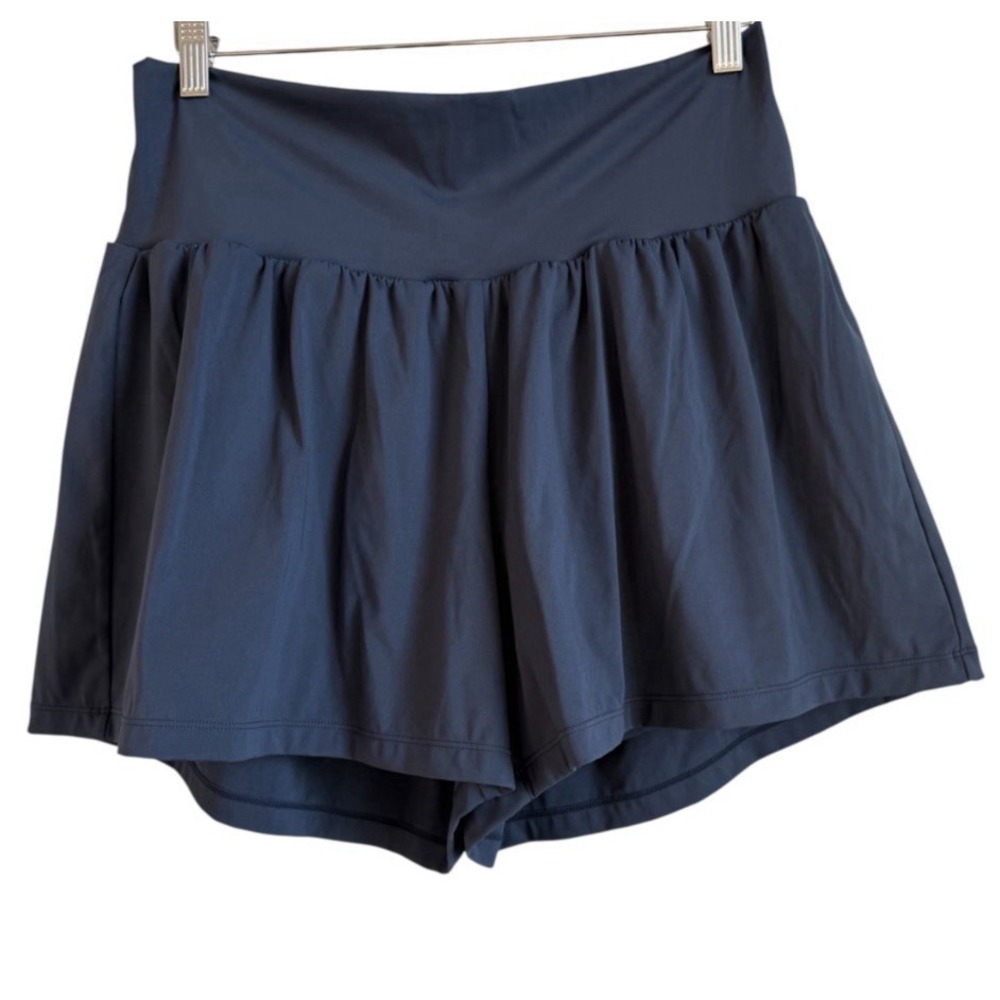 HALARA SoftlyZero 2 in 1 Flowy Yoga Shorts Navy Blue Sz 1X High Waisted Athletic